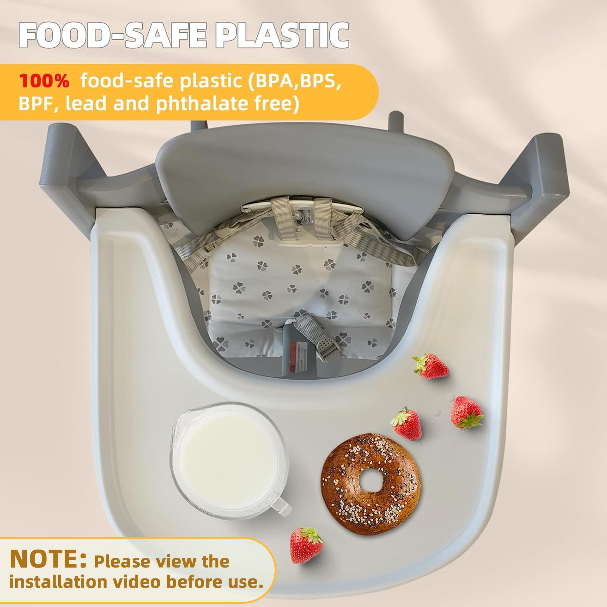 LuQiBabe Baby High Chair Tray Compatible with Stokke Tripp Trapp Chair (V2 and Beyond) with Smooth Surface and Strong Suction Power Made of Food-Safe Plastic (BPA BPS BPF Lead Phthalate Free) - White
