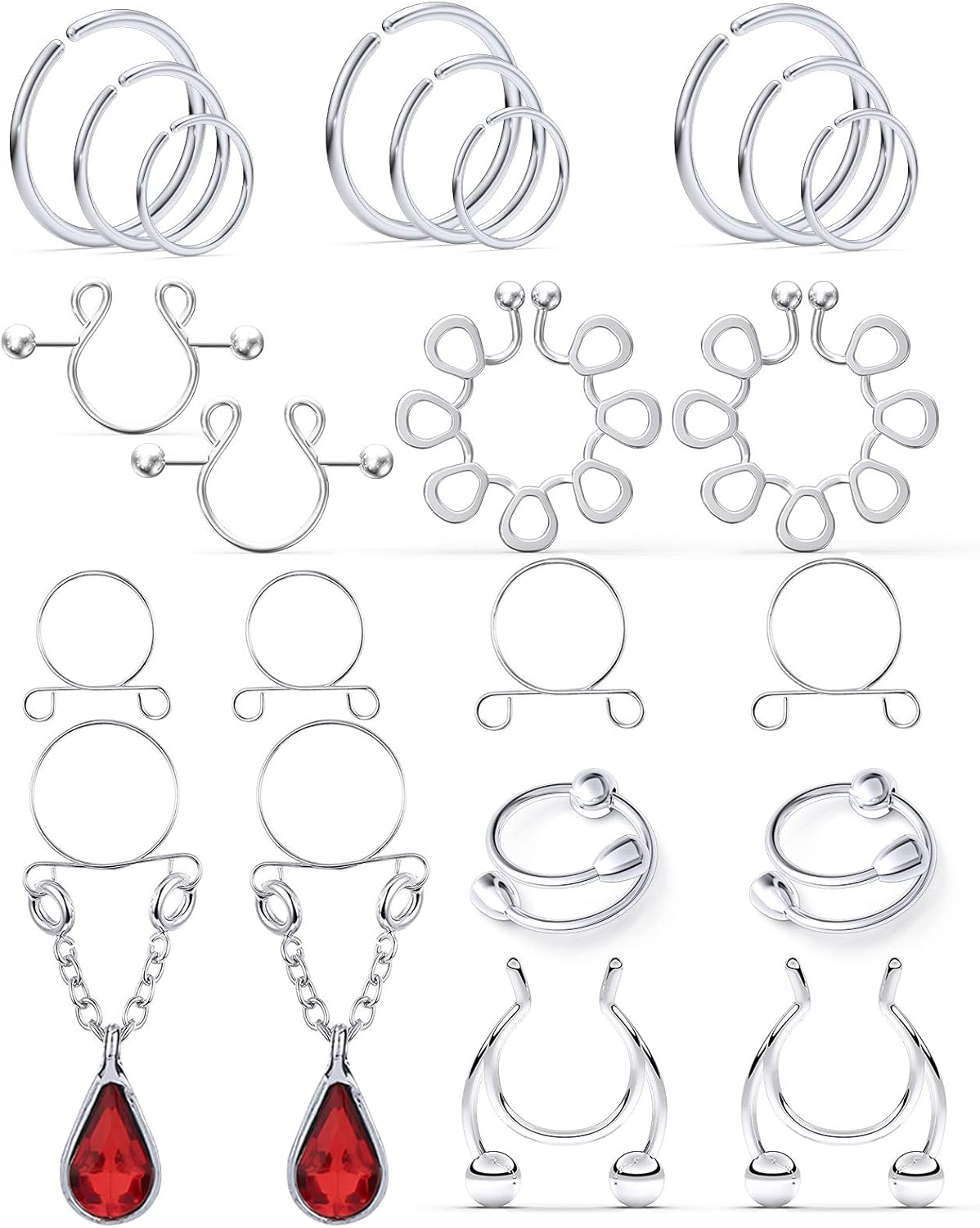 Kridzisw Fake Nipple Rings Stainless Steel Fake Nipple Ring