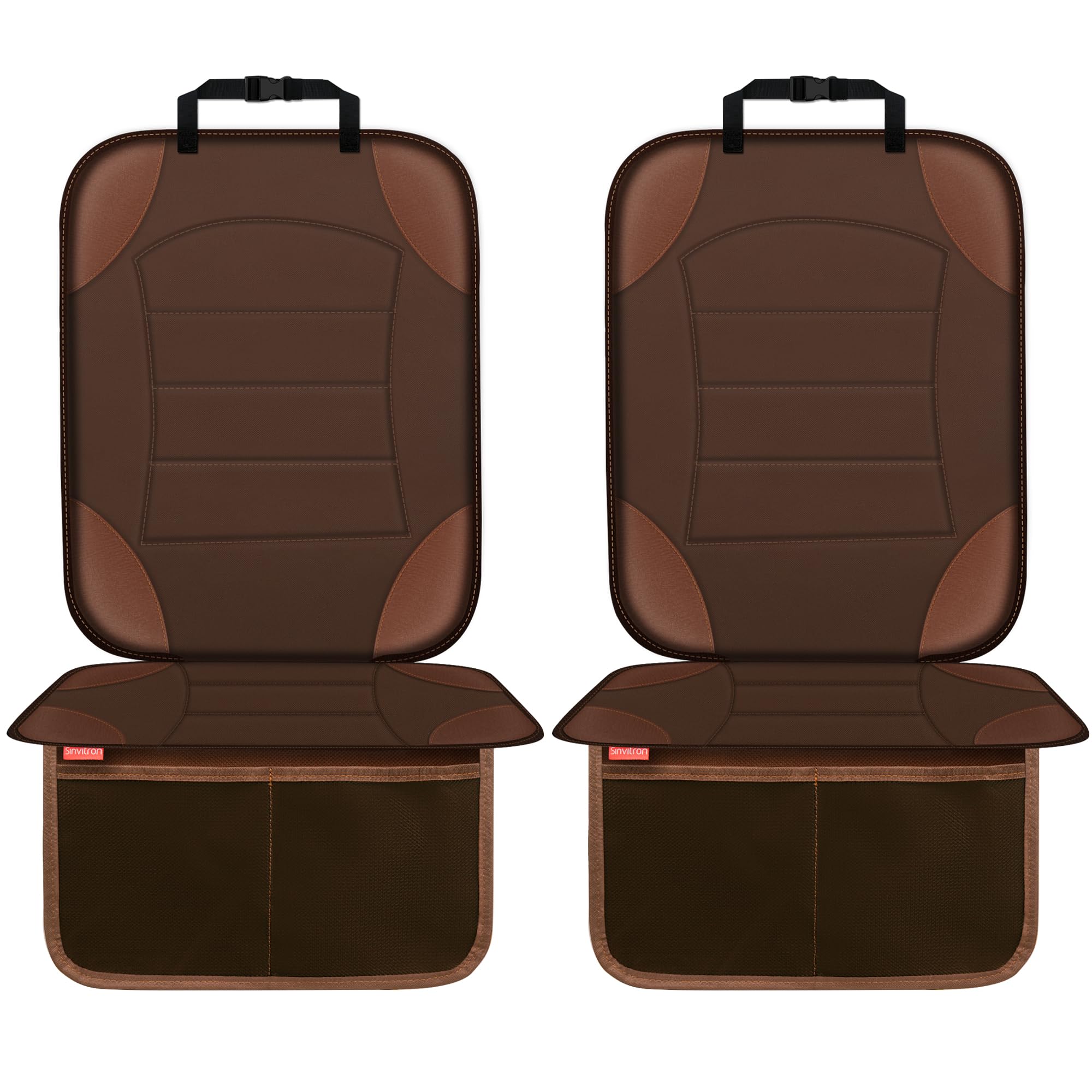 Photo 1 of Sinvitron Car Seat Protector for Child Car Seat - Waterproof Non-Slip Leather Mat with 2 Mesh Pockets, Universal Seat Cover for Baby, Pets & Vehicles(2-Pack, Brown)