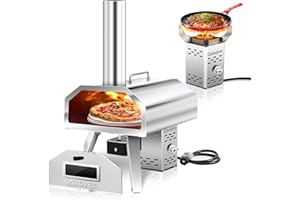 Q-Stoves 2-in-1 Outdoor Pizza Oven, 16" Propane Pizza Oven with AUTO ROTATING Pizza Stone, Portable, Removable Top as Torch Heater or Stove