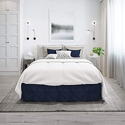 Nestl Navy Blue Bed Skirt Cal King Size, Pinch