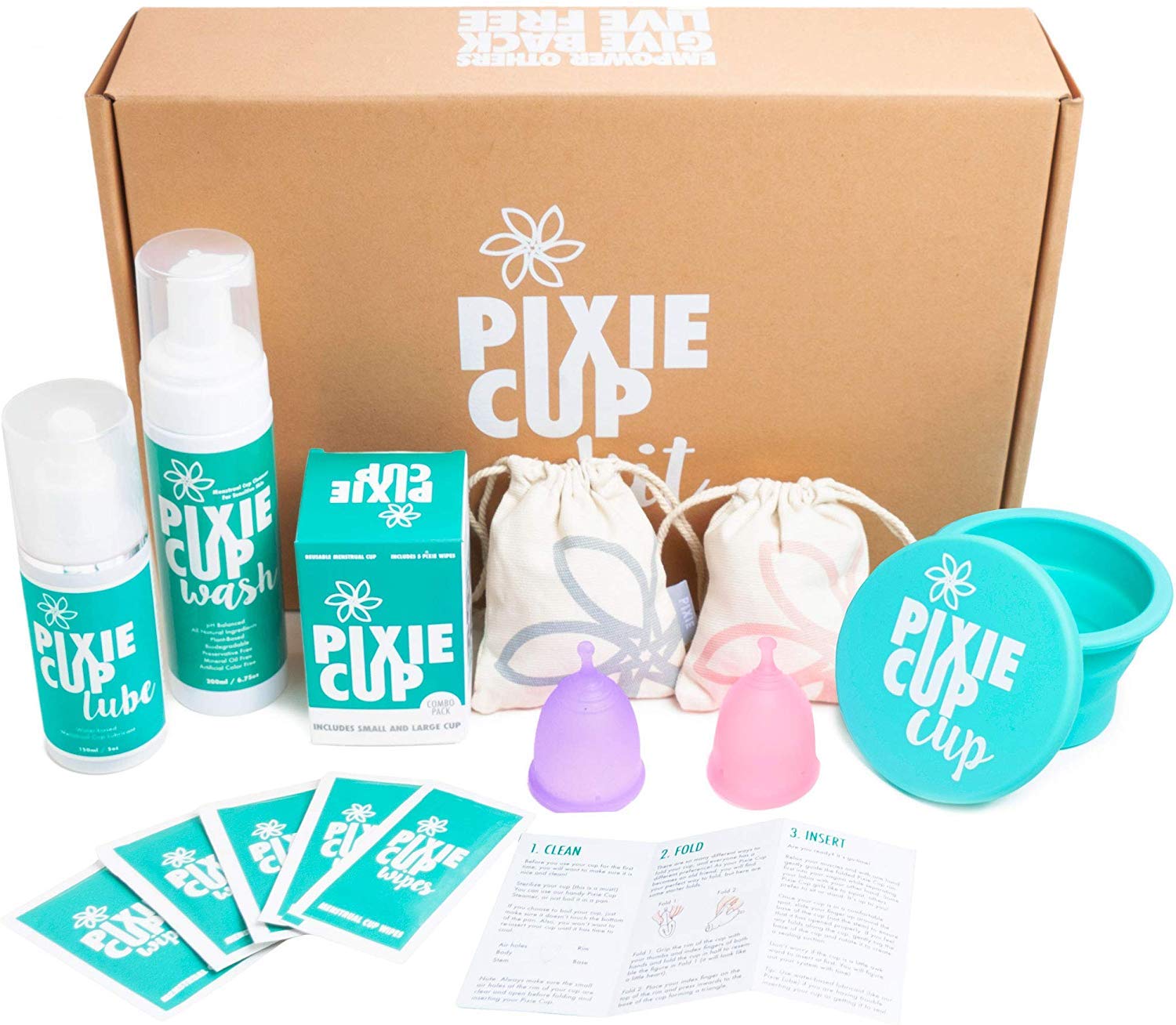 Menstrual Cups Kit Best Period Cup Starter Kit 2 Cups, Wash, 20