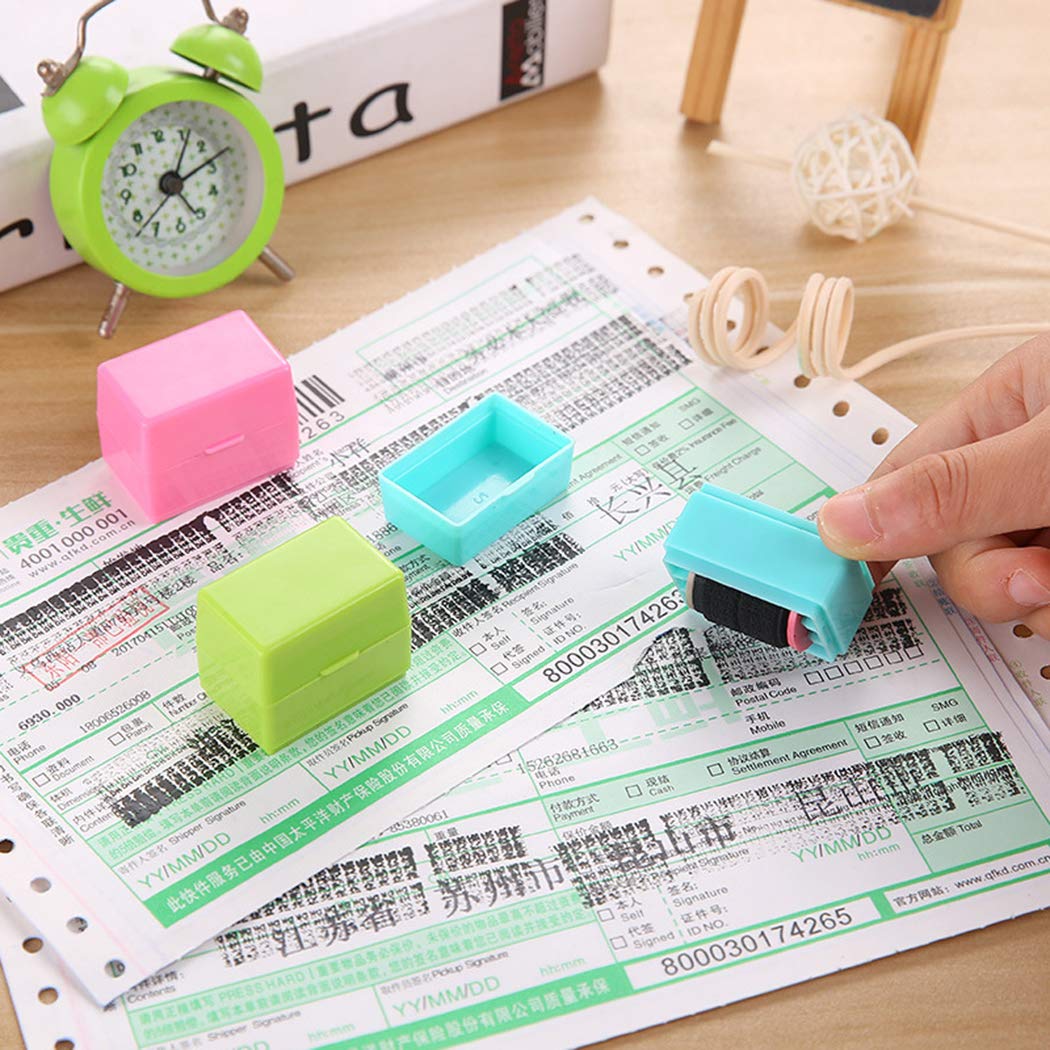 Identity Theft Prevention Roller Stamp Security ID Guard Stamp Tool (Blue)