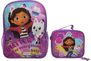 AI ACCESSORY INNOVATIONS Gabby’s Dollhouse 2 Piece Backpack Set, Pre-School Girls 16" Travel Bag, Pink