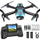 Drone with Camera &amp; Screen on Controller, 1080P Foldable Drone for Adults Beginners, Control Quadcopter with Stable Altitude Hold, Gravity Control, Trajectory Flight, One Key Take Off, 2 Batteries, 3D Flips