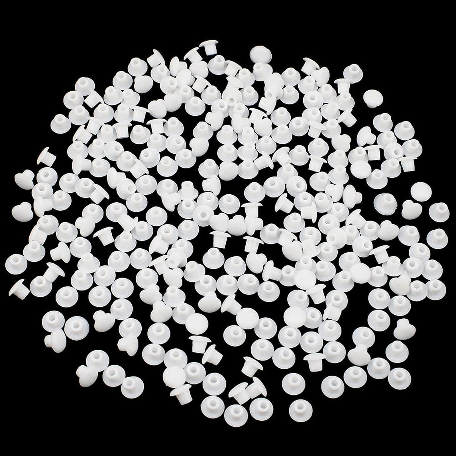JaneYi 500 Pieces Plastic Hole Plugs 5mm Drill Hole Cover Caps Push-in Type Hole Fix Caps M5 White Hole Bung Cap for Blanking Kitchen Bedroom Furniture Cabinet Cupboard Shelf Bookcase
