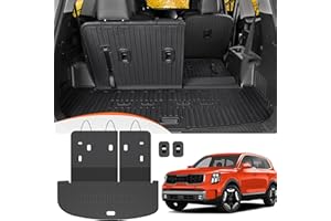 GALVAGNITE Cargo Liner with Backrest Mat for Kia Telluride 2020-2024 2025 7-seat/8-seat, All Weather TPE 2-in-1 Cargo Liner with Backrest Mats Protector for Telluride EX SX Accessories(Truck Mat)