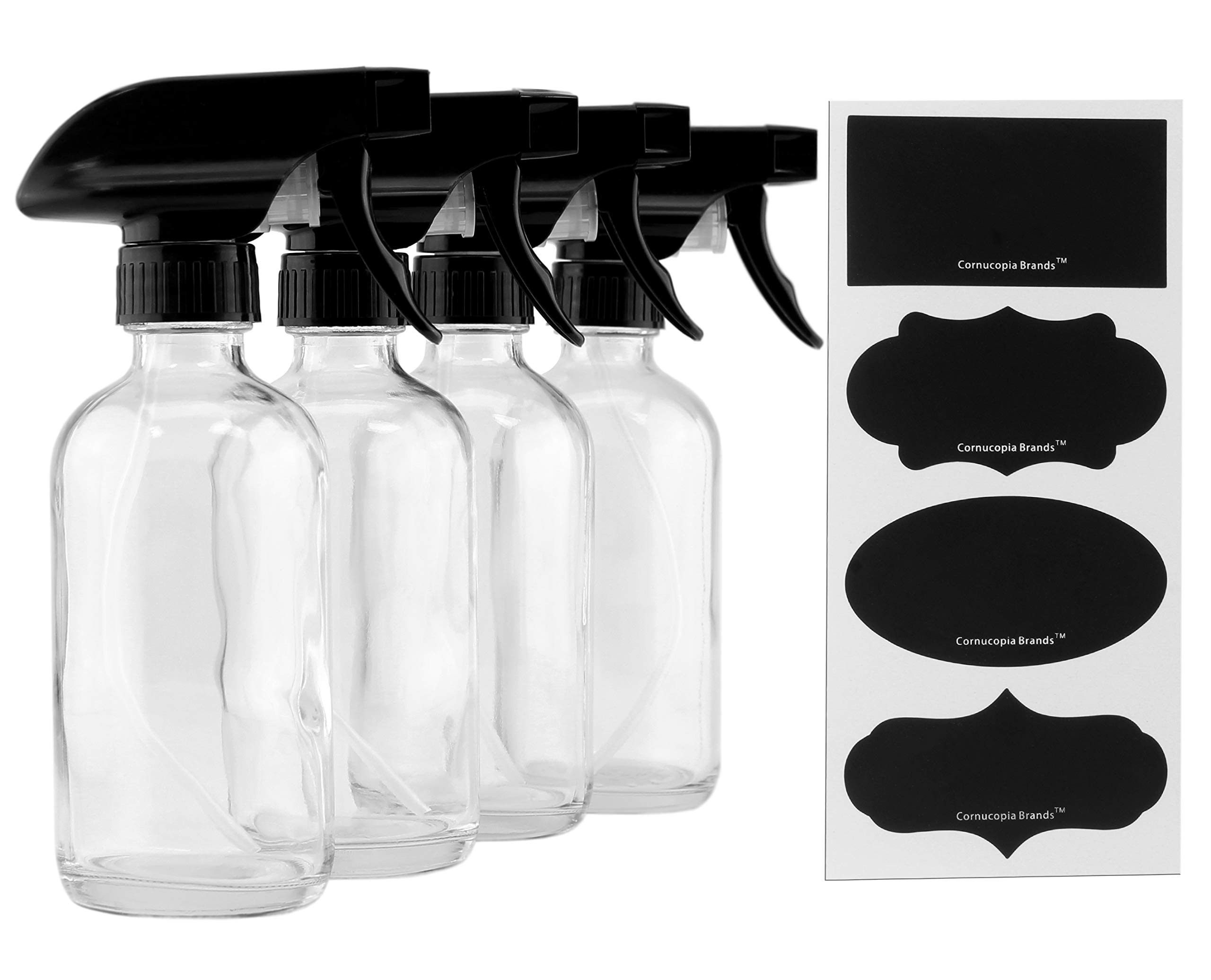 16Ounce Clear Glass Spray Bottles w/Heavy Duty Sprayers (6