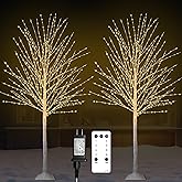 2Pack 6FT Lighted Birch Tree with 880 LED Warm White Lights, 8 Modes, Timer Remote Faux Prelit Twig Christmas Tree, Light Up Trees for Indoor Outdoor Xmas Holiday Party Decoration