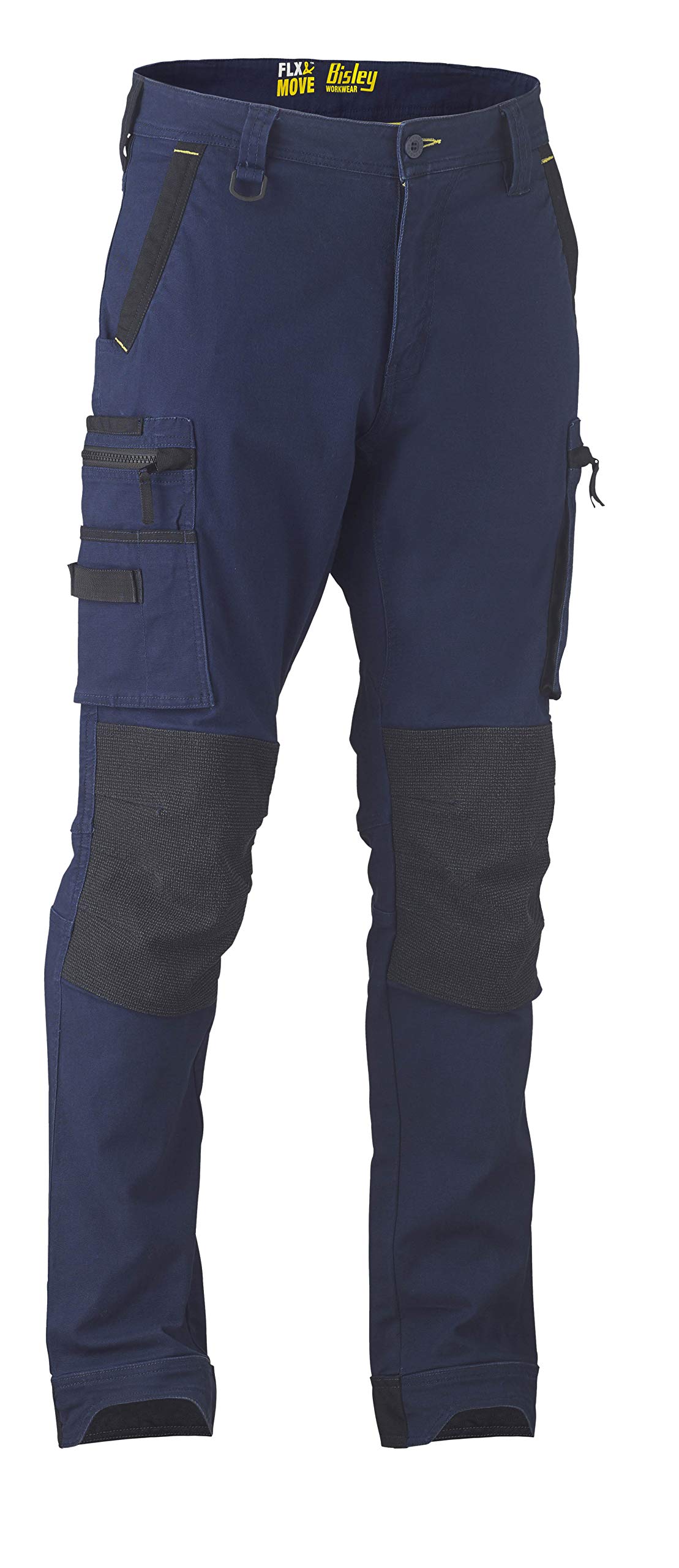 Bisley Workwear UKBPC6333_BPCT Flex & Move Cargo Trousers Stretch Utility Zip with Knee Pockets - Navy, 40R