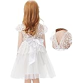 Girls Lace Back Dress Tutu Tulle Party Bowknot First Communion for Girl Flower Girl Dress for Wedding
