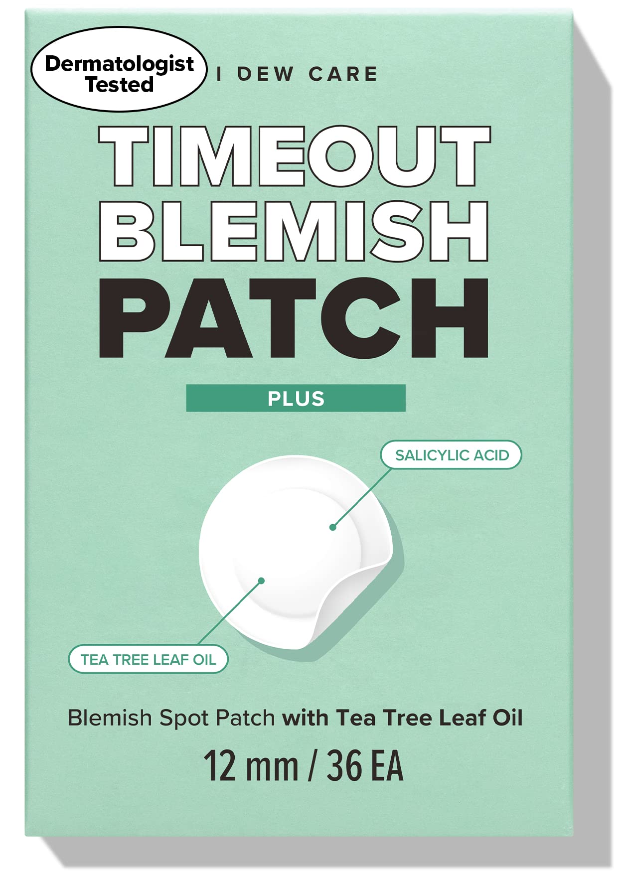 I DEW CARE Hydrocolloid Acne Pimple Patch - Timeout Blemish Plus | Korean zit Dark Spot Patches for face and skin, Pus absorbing with Tea Tree Leaf Oil, Facial Stickers, Large, 36 Count