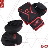 AQF Boxing Gloves and Pads Set Adults Kids Curved Focus Pads MMA Muay Thai view 3
