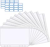 Vicloon A5 Zipper Binder Pockets 10Pcs Transparent PVC with Label Stickers