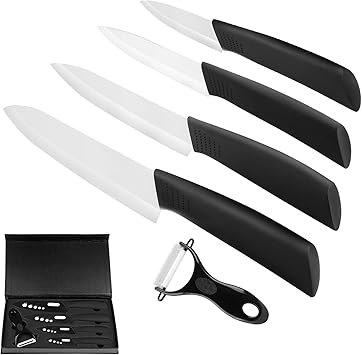 Proclim Dz Keramikmesser Set 4 Keramikmesser Und 1 Sparschaler Allzweckmesser Kuchenmesser Mit Schutzhulle Kuche Kochen Backen Kochmesser