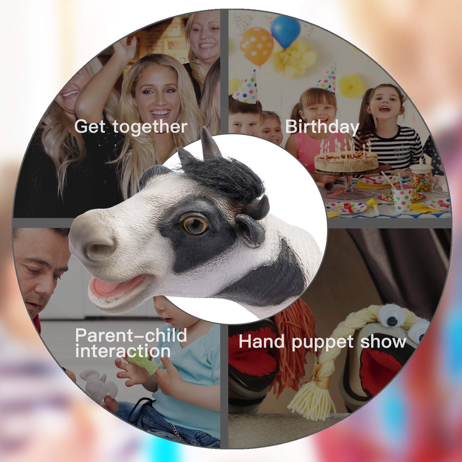 Cow Hand Puppet Realistic Latex Soft Animal Toy Storytelling Role Play Party Supplies for Kids