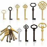 Skeleton Key Set, 10-Keys Universal Skeleton Keys Replacement | For Vintage Old Furniture, Antique Furniture, Cabinet Doors, Grandfather Clocks, Old Style Cabinets or Doors