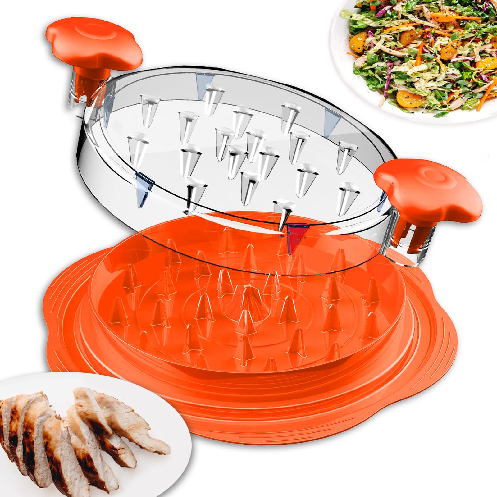 Chicken Shredder, Large Chicken Breast Shredder Tool Twist, 25cm Visible Meat Shredder Machine, Chicken Shredder Tool Twister, Ergonomic Handle, Anti-Slip, BPA Free, Dishwasher Safe (Orange)