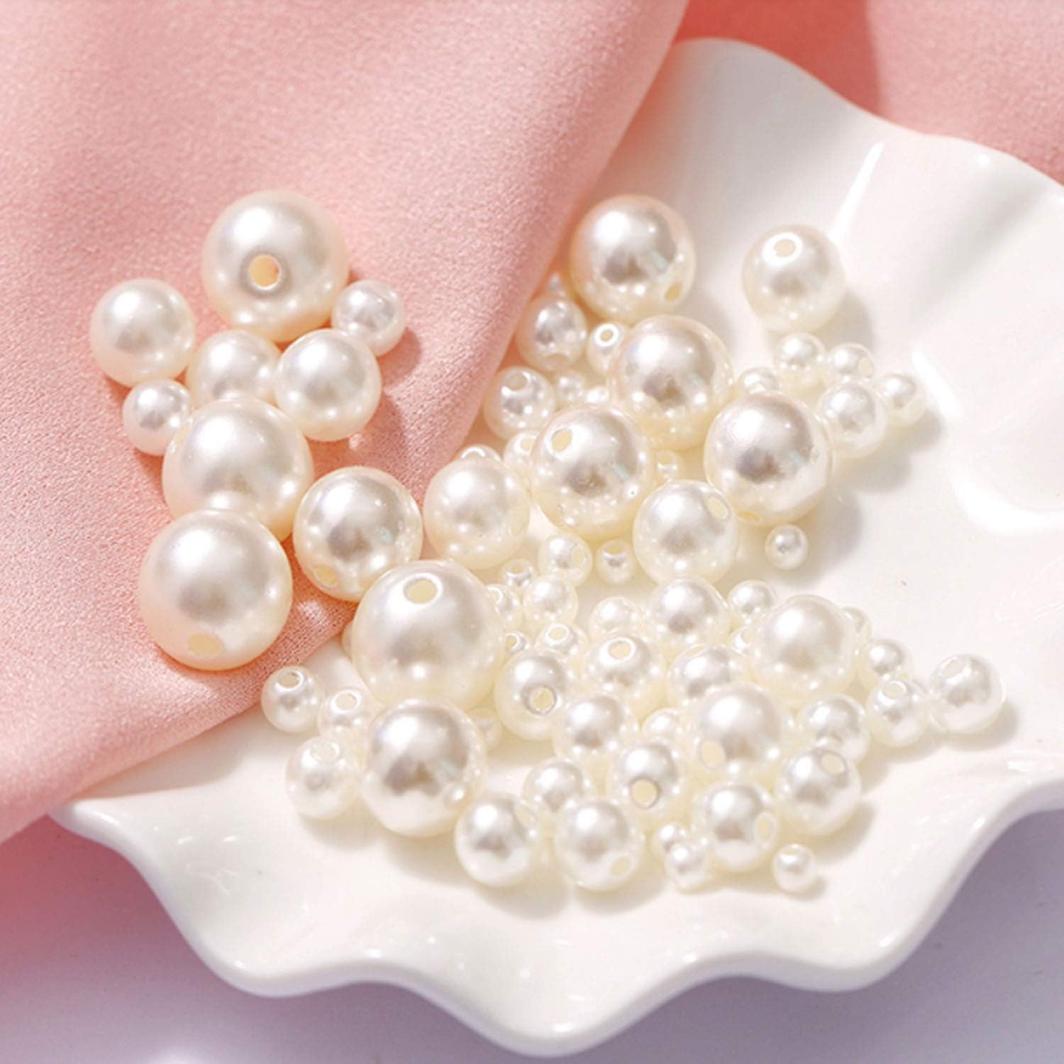 Yixuan Elegant Glossy Drilled Pearls Beads 15pcs 30mm Assorted Plastic Loose Beads for Jewellery Making Vase Fillers - Image 5