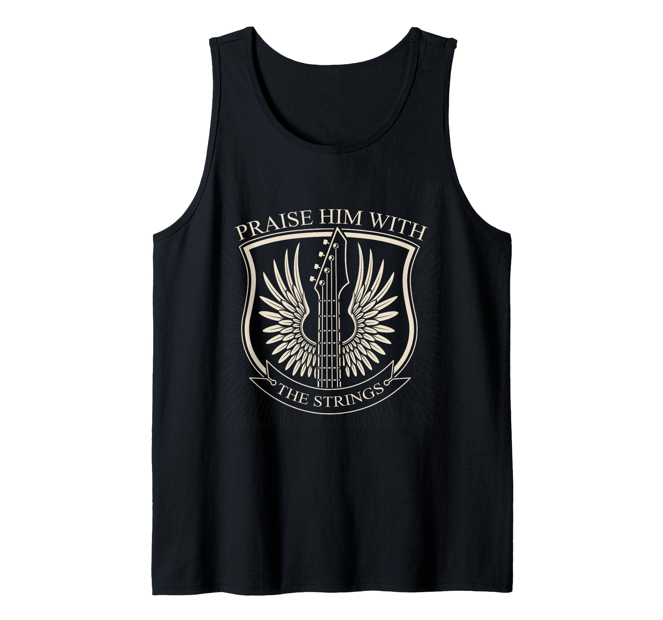 Praise Him With The Strings Christian Guitar Psalm 150:4 Tank Top