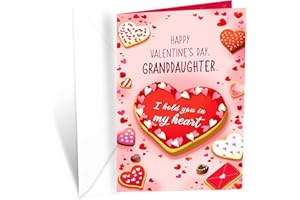 Granddaughter Valentine's Day Card | Prime Greetings | Made in America | Eco-Friendly | Thick Card Stock with Premium Envelope 5in x 7.75in | Packaged in Protective Mailer (Heart Cookie)