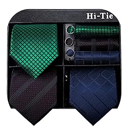 Hi-Tie 3 Pcs Gift Box Mens Tie Set Necktie with