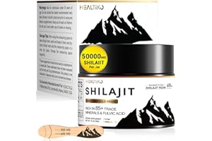 HEALTIKO Shilajit Resin, Himalayan Shilajit Pure Himalayan Organic - 600mg Potency Gold Grade, Shilajit for Men & Women with 85+ Trace Minerals & Fulvic Acid, for Energy, Immunity & Strength, 83 Serving (50g)