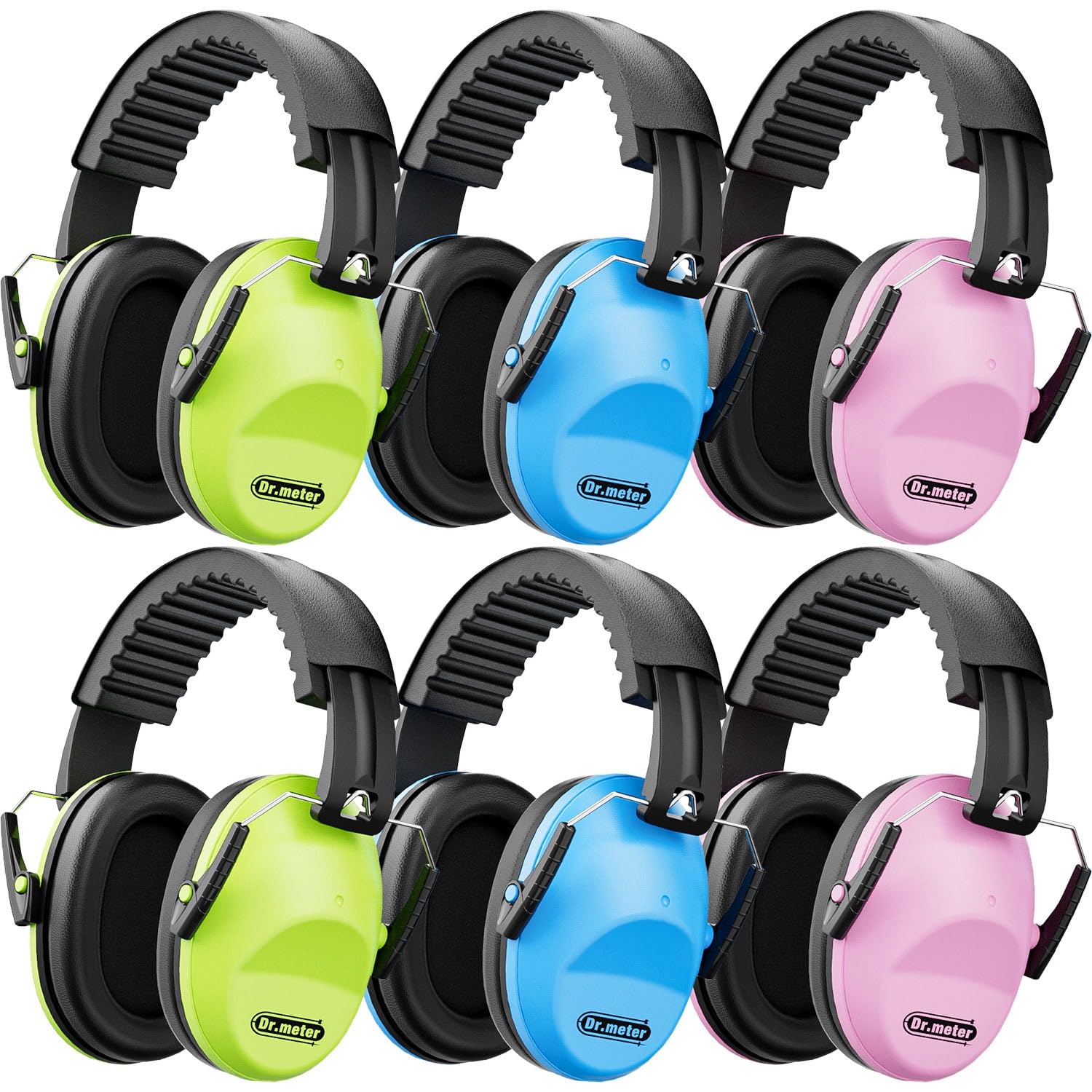 Dr.meter 6Pack Ear Muffs for Noise Reduction: 27.4SNR Noise Cancelling Headphones for Kids Adults, Adjustable Hearing Protection Earmuffs for Monster Jam, Concerts, Fireworks, Autism Sensory Classroom Image