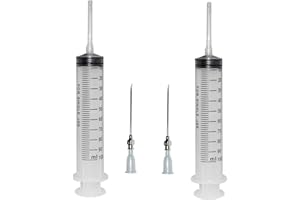 SHAOTONG 2Pcs-100ml Kitchen Syringe - 100cc Plastic Glue Dispenser With Needle, Large Volume for Dispensing (100ml-A)