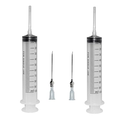 2Pcs-100ml Spritze, 100cc Spritze, Küchenspritze, Leimspritze, Kunststoffspritze, Großvolumenspritze mit Nadel, Dosierspritze