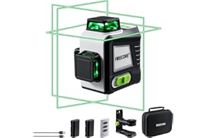 Firecore Laser Level 360 Self Leveling, 3 x 360 Green Cross Line Laser with Brightness Adjustment/Pulse Mode for Construction