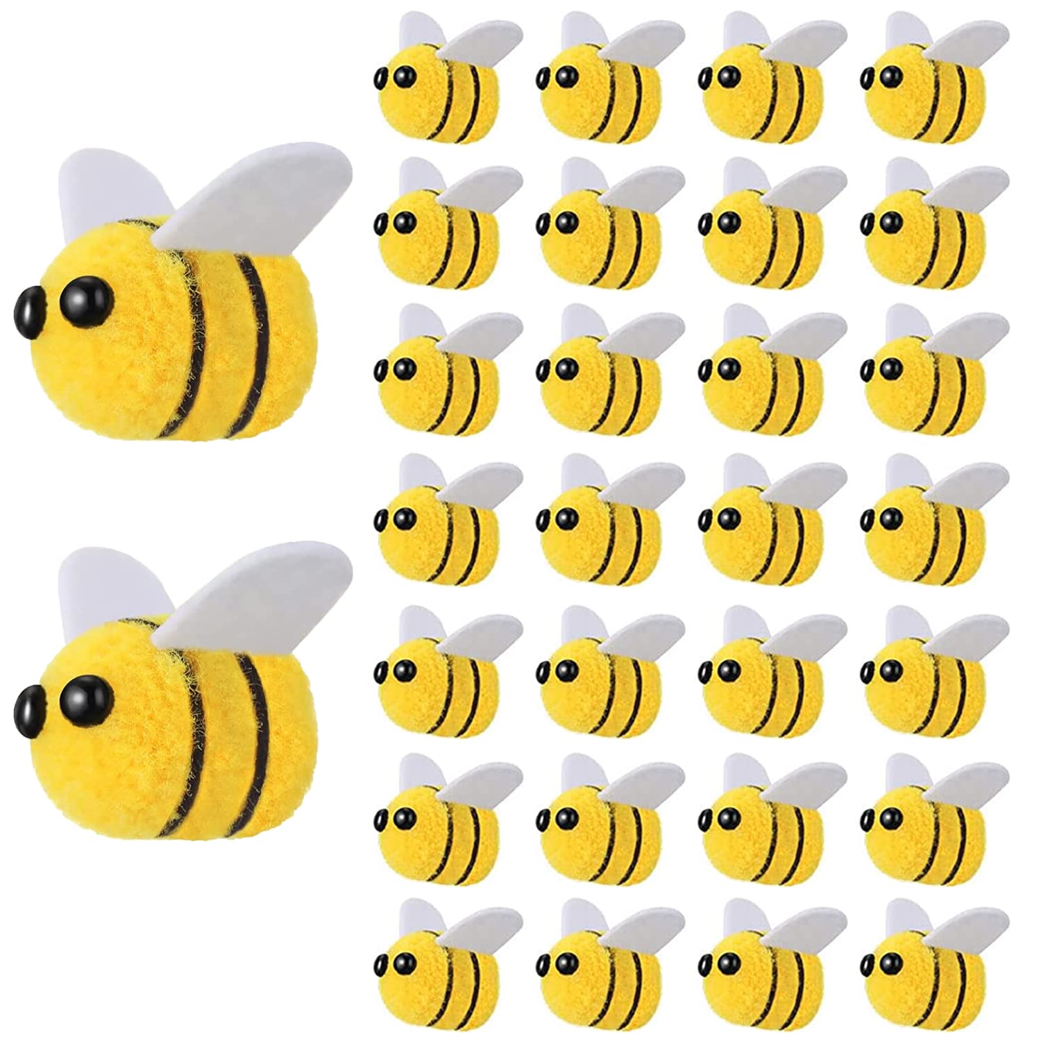 MAX COOK 30Pcs Wool Felt Bee Craft Balls Felt Craft Balls Ornaments Craft DIY Supplies for Baby Shower Gender Reveal Party Nursery Tent Decoration