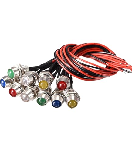 uxcell LED Indicator Light AC/DC 24V 8mm Panel Mount Metal Shell