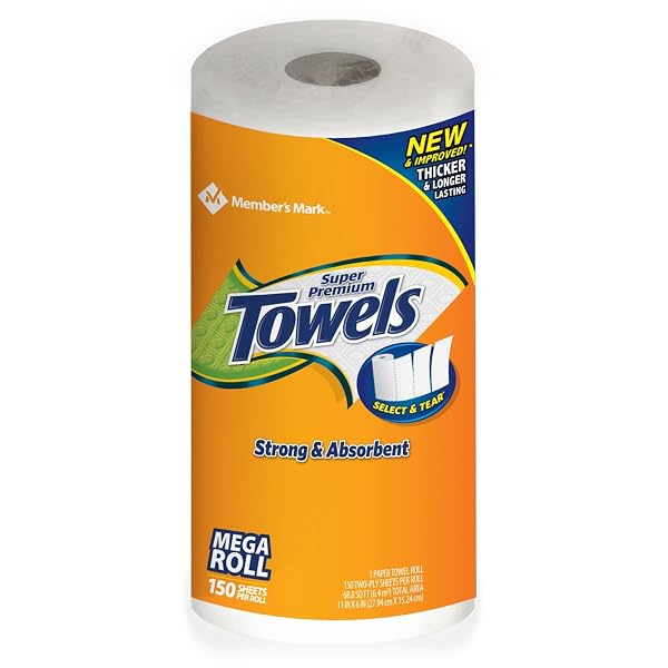 MEMBER’S MARK SUPER PREMIUM PAPER TOWELS, 15 ROLLS, 150 SHEETS PER ROLL