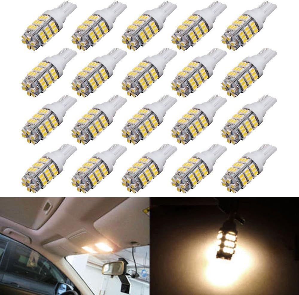 AUTOUS90 20 x RV Trailer T10 921 194 168 2825 42-SMD 12V Backup Reverse LED Warm White Lights Bulbs