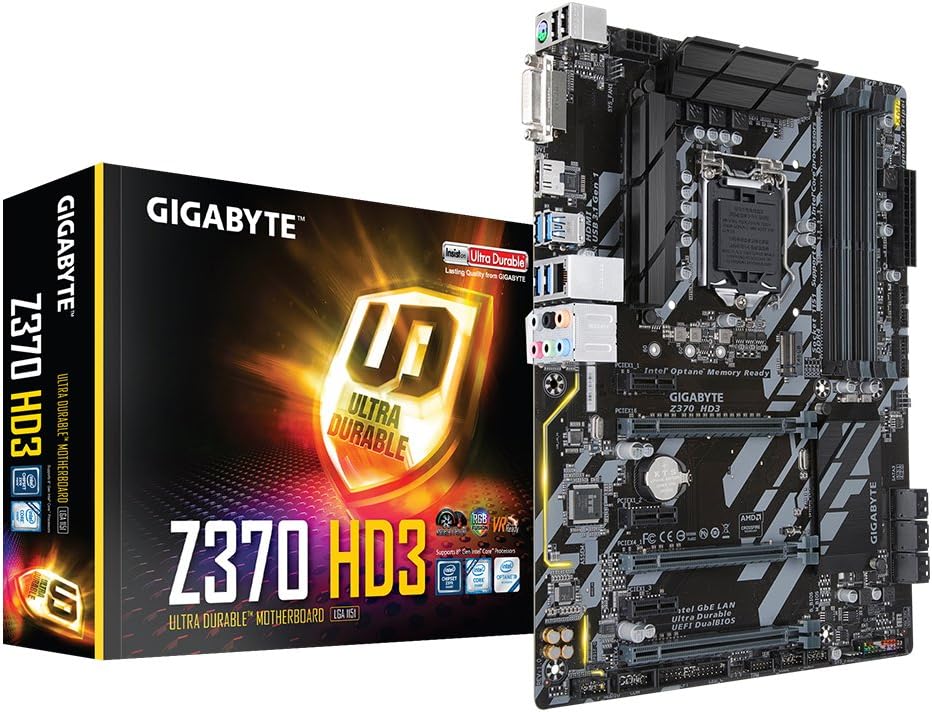 GIGABYTE Intel Socket 1151 Z370 Chipset HD3 D4 ATX Motherboard - Black