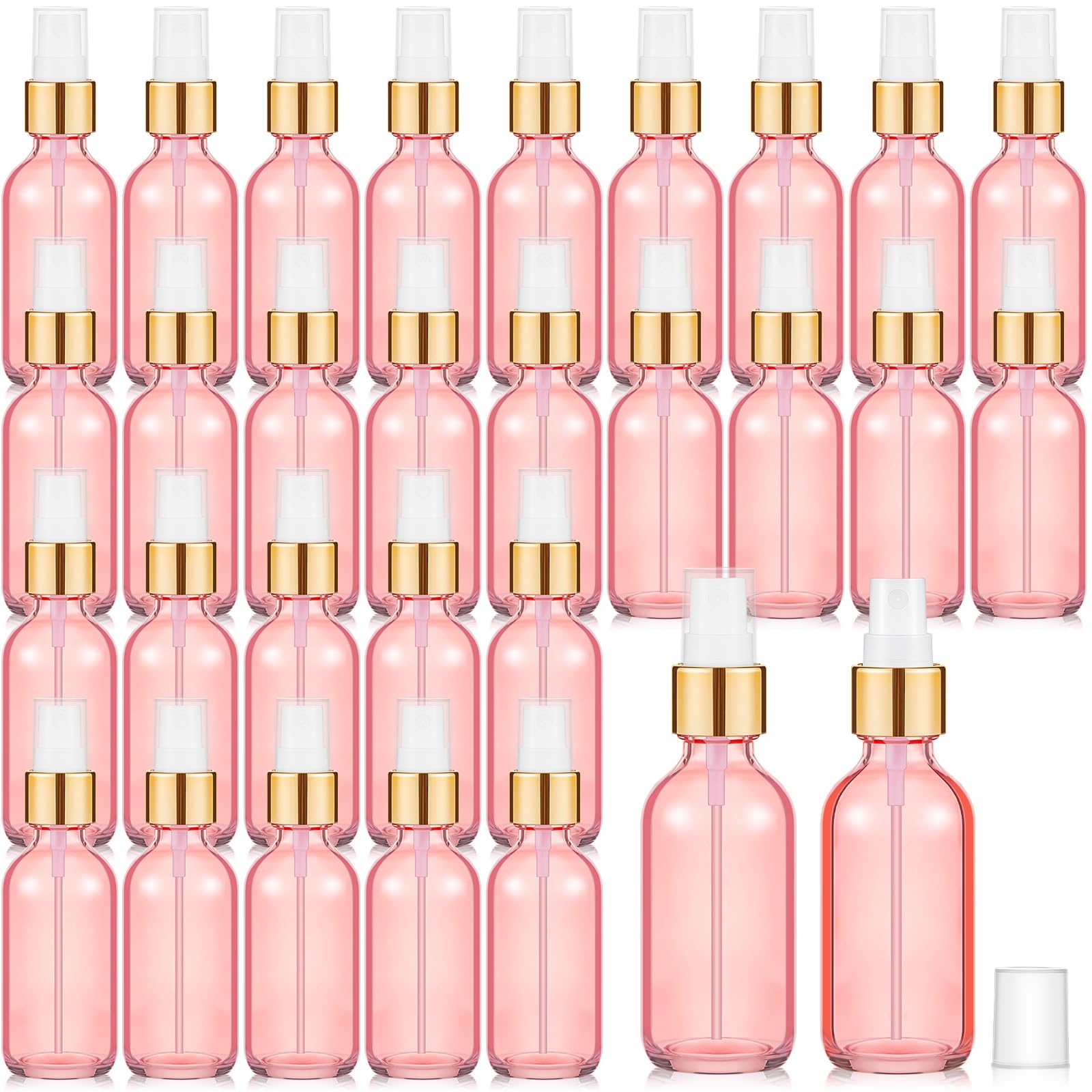 Photo 1 of Roshtia 30 Pcs 2 oz/ 60 ml Rose Gold Glass Spray Bottle Refillable Perfume Atomizer Clear Decorative Empty Bottles with Fine Mist Sprayer Pump for Face Body Travel