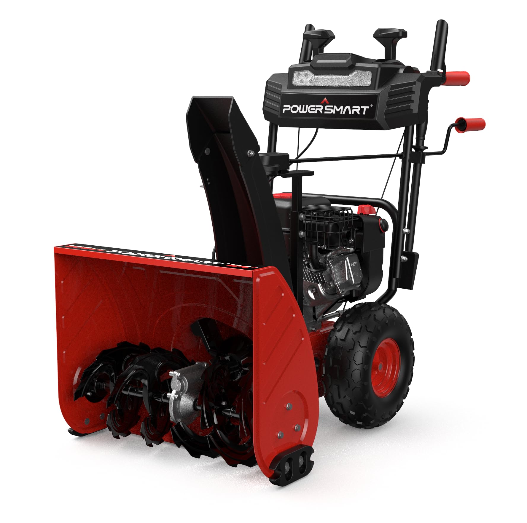 Photo 1 of PowerSmart Snow Blower, 24-Inch Gas Powered by B&S 208cc Engine, 120V Electric Start, 13-Inch Snow Tires, Handle Warmer, Two-Stage Snow Blowers with LED Lights