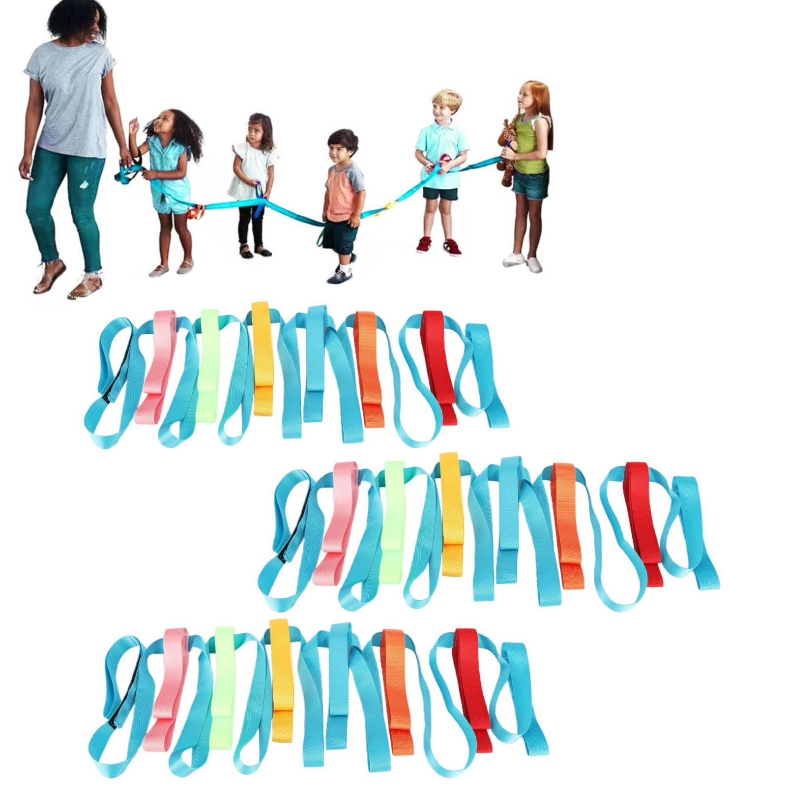 3 PCS/Set Children Safety Walking Rope, Anti‑Lost Baby Kid Toddler Walking Rope with 12 Colorful Safety Daycare Rope Noctilucent Handles for Preschool Daycare School Kids Outdoor