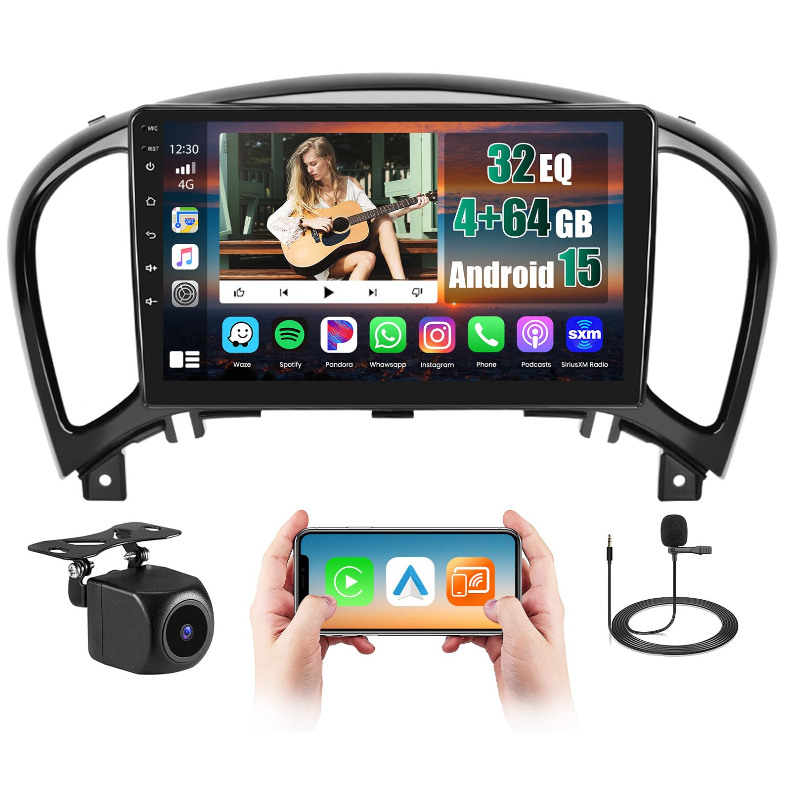 Photo 1 of [4+64G] Realdio Android 15 Car Radio for Nissan Juke 2011-2016 with Wireless CarPlay Android Auto, 9 Inch Touch Screen Car Stereo for Nissan Juke with GPS WiFi, Bluetooth 5.0 FM/RDS 32EQ Backup Camera