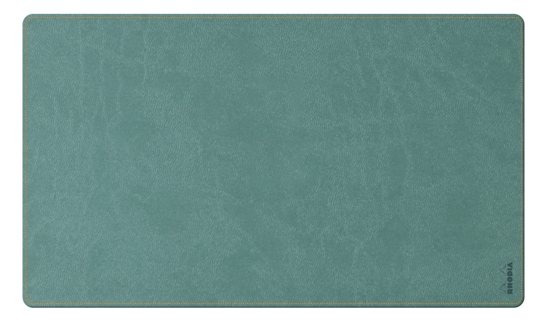 RHODIA 194277C - Water Soft Desk Pad - Size M (80x40 cm) - Italian Faux Leather - Orange Saddle Stitching - Rhodiarama Home Office Collection - Office Organization & Designer Storage