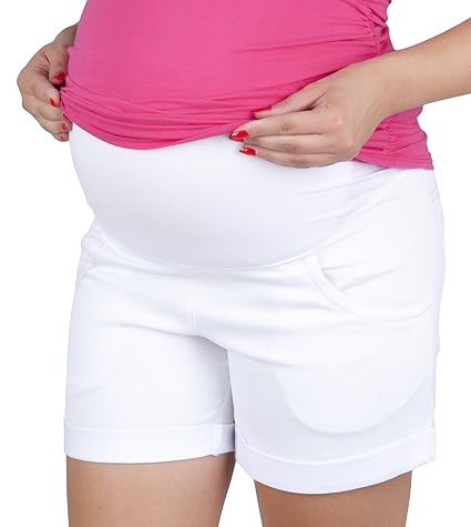 Kurze Jeans Umstandsshorts / Umstandshose mit Bauchband für Sommer 9037