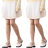 LOLANTA Girls Stockings 1/2 Pack Sparkle Tights Kids Stretchy Rhinestone Glitter See-through Pantyhose for 6-12Y