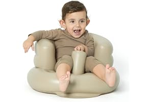 mink Baby Inflatable Seat for Babies 3-36 Months | Air Pump Built-in | Infant Back Support | Baby Sofa | Toddler Sitting Up Chair | Floor Seater | Ideal Baby Gift (Khaki)