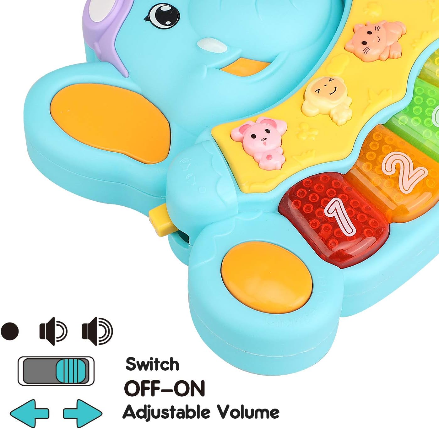 STEAM Life Educational Baby Musical Toys - Light Up Baby Toys Piano Keyboard - Toddler Piano with 5 Numbered Keys - Plays Songs and Music Memory Game Smart Baby Elephant Piano: Toys & Games