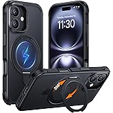 Temdan Magnetic for iPhone 16 Case,[with 360°Rotatable Invisible Magnetic O-Ring Stand][Military Grade Shockproof][Compatible with MagSafe] Slim Translucent Matte Phone Case for iPhone 16 6.1"