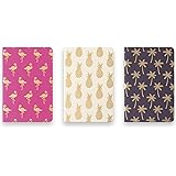 Eccolo Mini Memo Books / Jotters, 4 x 6 Inches, Ruled, Flexible Cover, Pack of 3 (Tropical Designs)