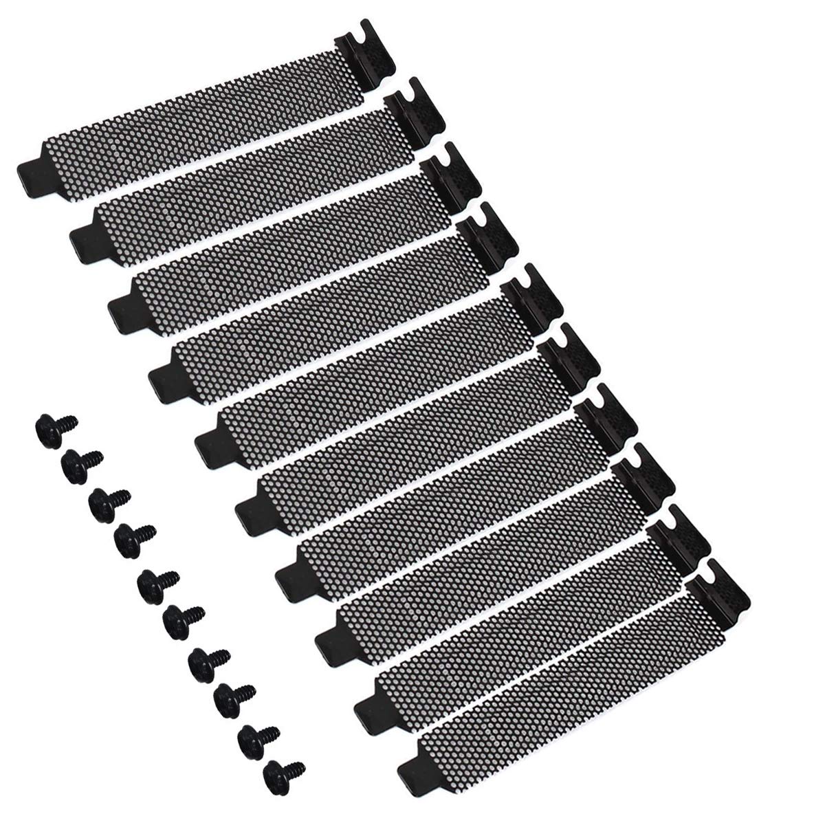 10PCS PCI Slot Cover Dust Filter Black Hard Steel Bracket Expansion Blanking Plate Ventilation Deflector with Screws