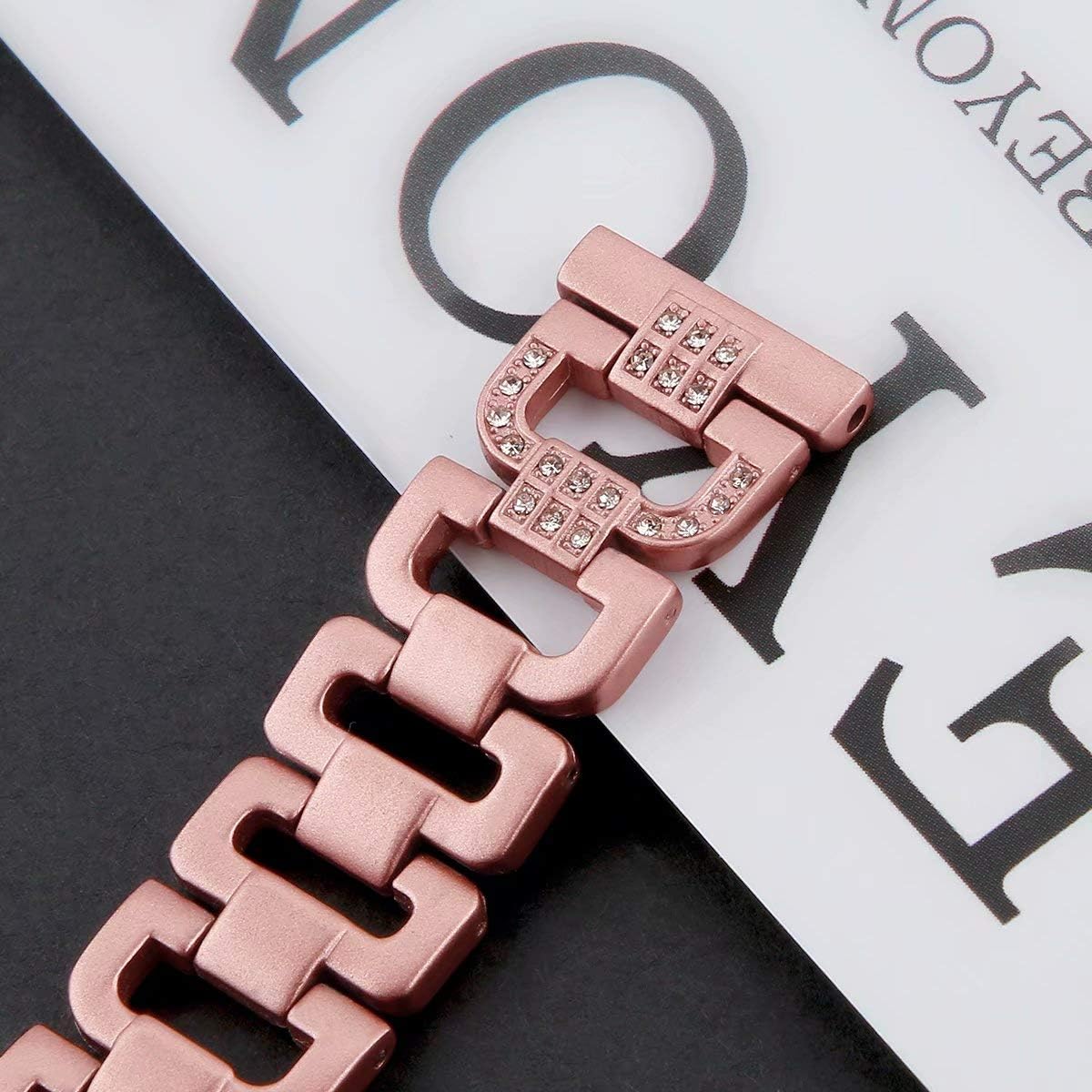 T-BLUER Compatible With Samsung Galaxy Watch Active 40mm/Galaxy Watch 42mm Strap for Women Bling Jewelry Bracelet Adjustable Stainless Steel Metal Bands Bangle Straps Rose Gold Silver Black - Image 5