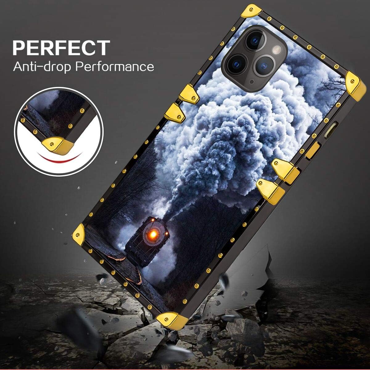 Old Steam Trains Square Corner Phone Case Compatible with Apple iPhone 11 Pro Max (2019)